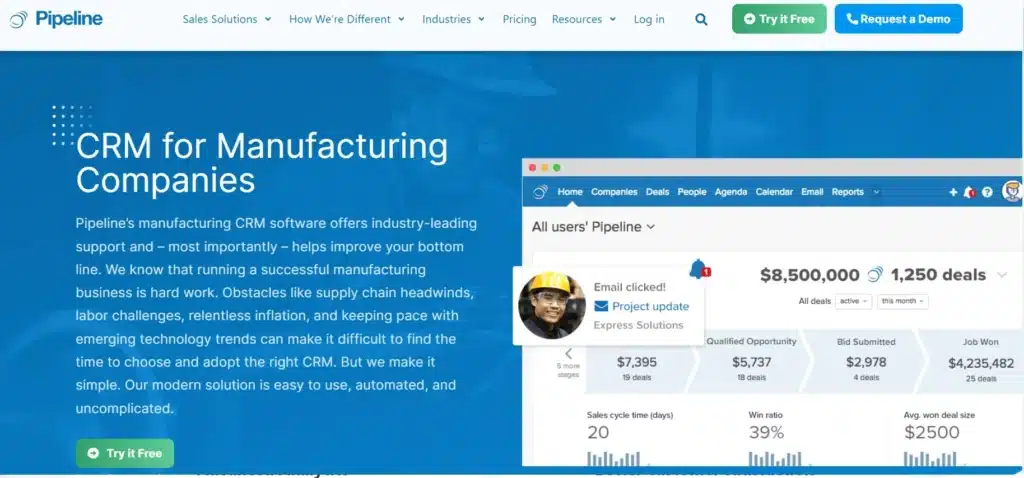 Manufacturing CRM Software_PipelineDeals