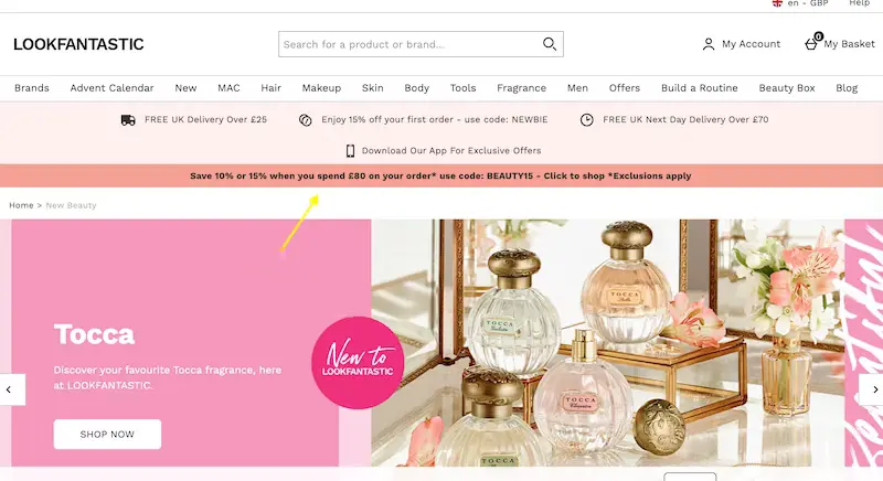 Contoh Penerapan strategi Up Selling berhasil pada Perusahaan - Look Fantastic