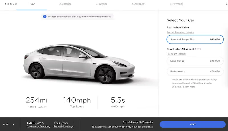 Contoh Penerapan strategi Up Selling berhasil pada Perusahaan - Tesla