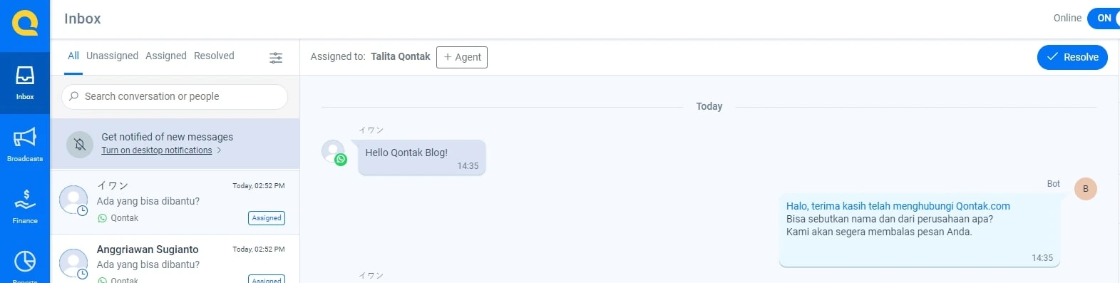 Fitur Alokasi Ticket dalam Dashboard customer service