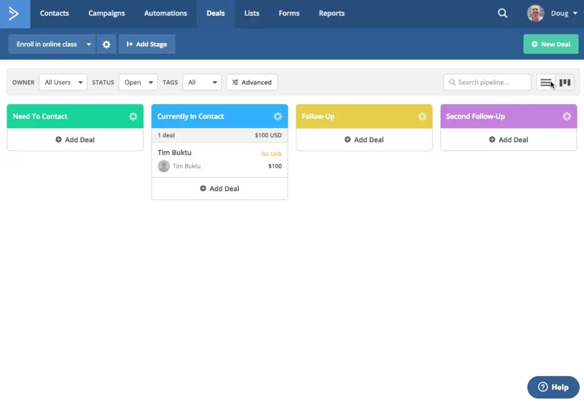 Sales CRM Software Active Campaign