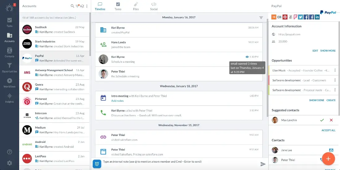 Salesflare sales CRM software