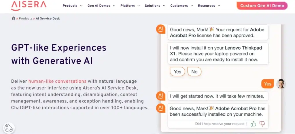 Chatbot service desk software_Aisera