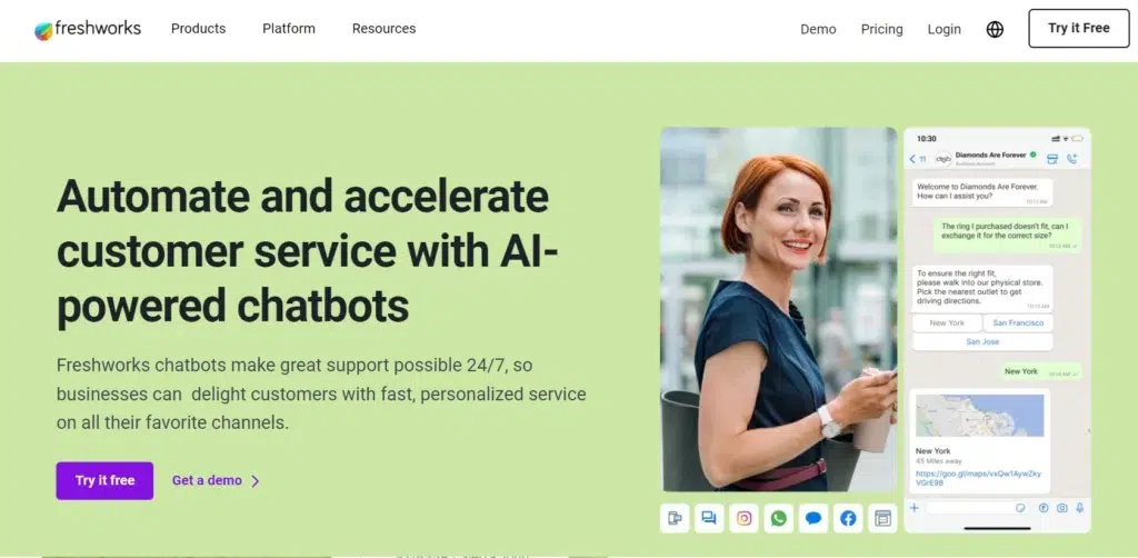 Chatbot service desk software_Freshworks