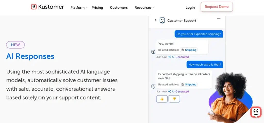 Chatbot service desk software_Kustomer